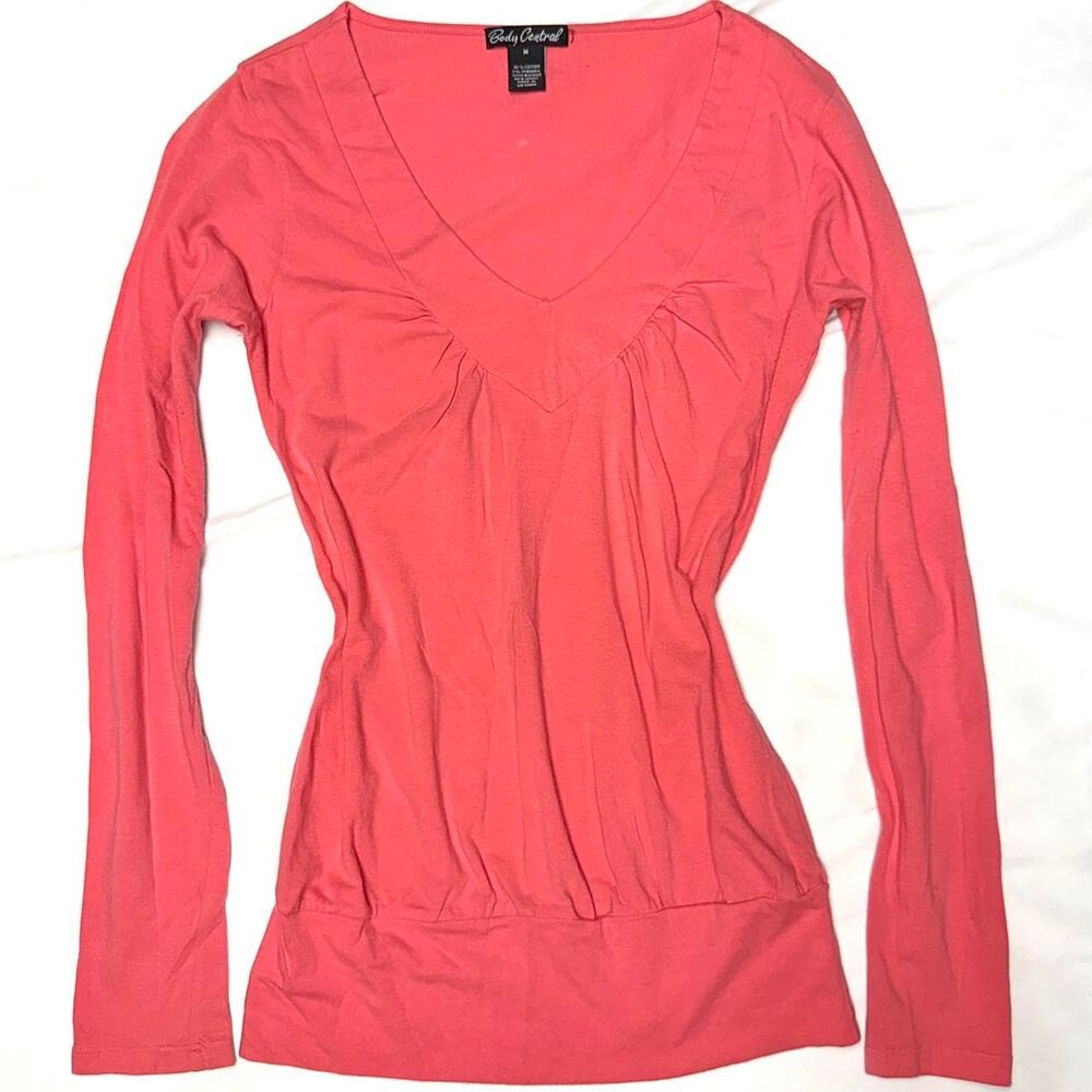 body central vintage y2k hot pink cinched long sleeve shirt size medium